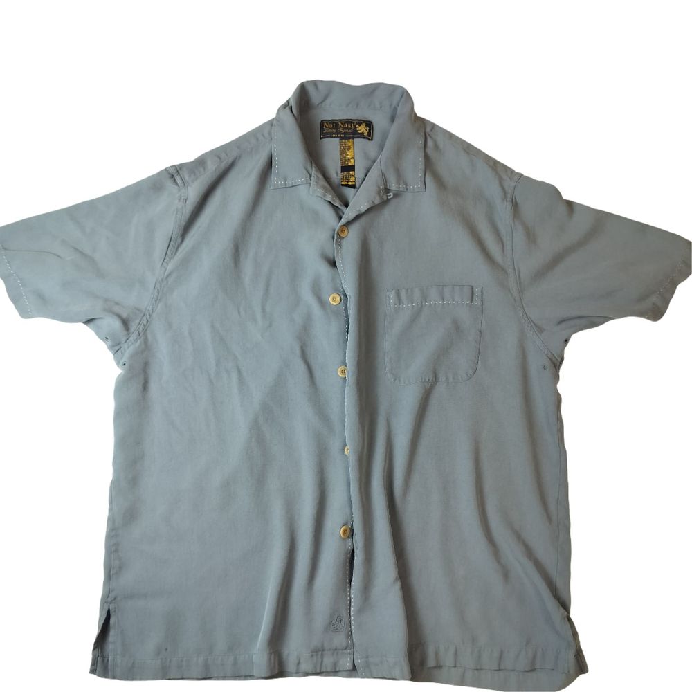 Men's Nat Nast Blue Silk Shirt. Size Large